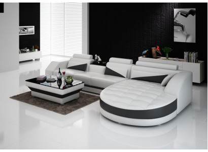 Bank Leren bank Bank Woonlandschap Modern Hoekbank Design Set