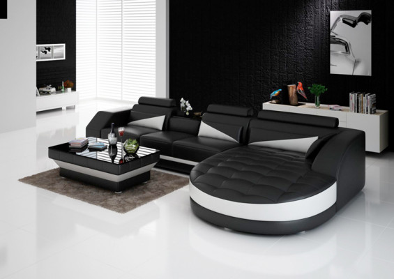 Bank Leren bank Bank Woonlandschap Modern Hoekbank Design Set