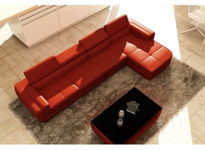 Hoekbank leren bank woonlandschap L-vorm bank bank bekleding stoel hoek Tettau rood