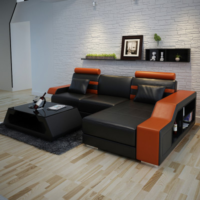 Ledersofa Bank Woonlandschap Hoekbank Hoekbank Set Ontwerp Moderne Bankstel L6016E