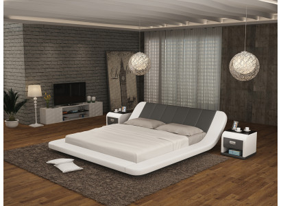 Lederen bed met USB, gestoffeerde bedden luxe dubbel huwelijk 140/160/180 LB8826