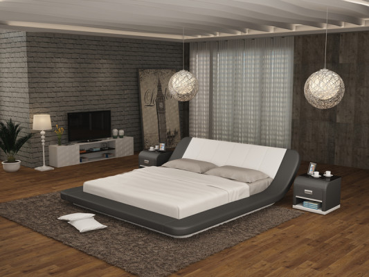 Lederen bed met USB, gestoffeerde bedden luxe dubbel huwelijk 140/160/180 LB8826