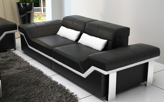 Leren bank Bank Bank Woonlandschap 3+3 set Design Modern Banken Nieuw