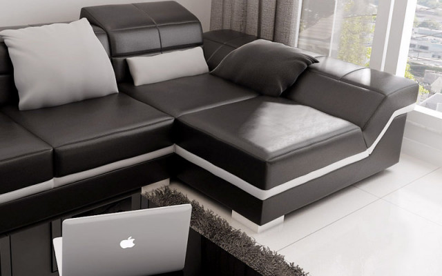 Leren bank Bank Bank Woonlandschap Hoekbankstel Set Decor Modern Ontwerp