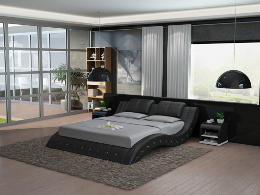 Luxe leren bed ontwerp gestoffeerde bedden dubbel huwelijk 140/160/180 LB8824B