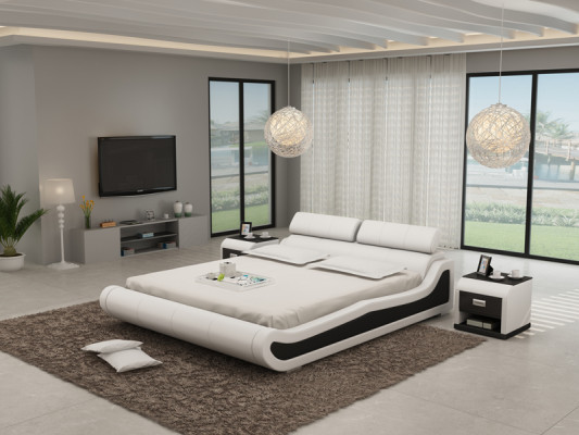 Luxe leren bed met USB-beklede bedden Dubbel Modern Huwelijk 140/160/180 cm