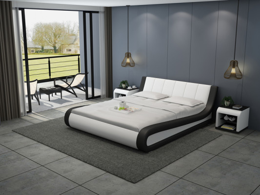 Lederen bed met USB-polsbedden Luxe tweepersoons 140/160/180 LB8829