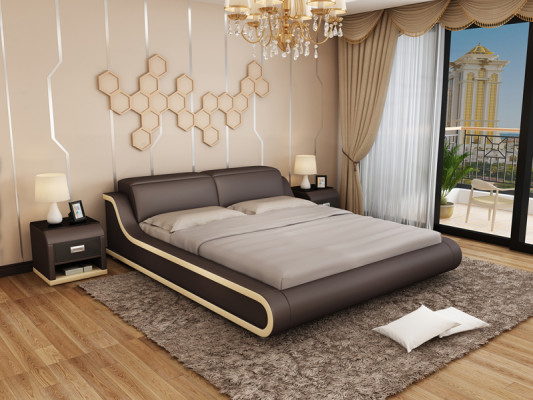 Bed met USB gestoffeerd bed Tweepersoonsbed Huwelijksbed Bedden 140/160/180 LB8835