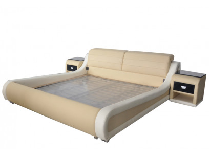 Tweepersoons luxe leren bed + USB-beklede bedden Multifunctioneel LB8831