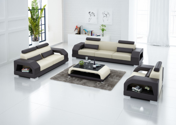 Ledersofa Bank Woonlandschap 3+2+1 Zitsbank Set Modern Design Bank G8001D