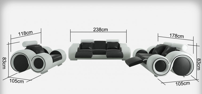 Leren bank bank woongroep 3+2+1 zits bankstel Modern design bank A1163D