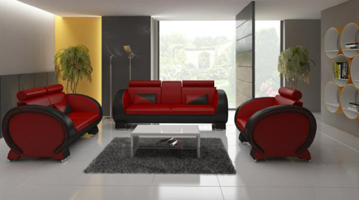 Leren bank Bank + USB-bank 3 zits relaxbank met barkrukken design set