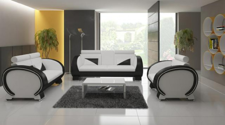 Leren bank Bank + USB-bank 3 zits relaxbank met barkrukken design set