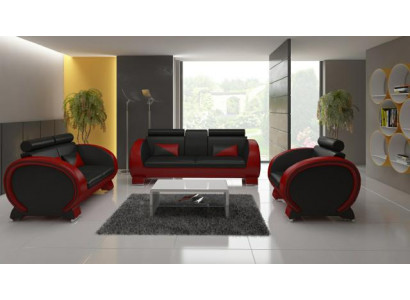 Leren bank + USB-bank met barkfunctie Designer set bank 3-zits relaxbank