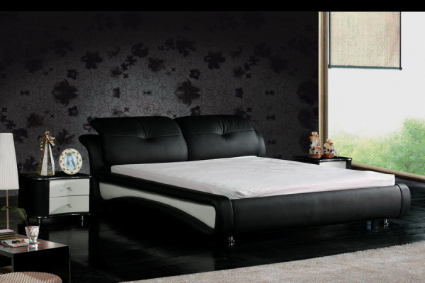 Tweepersoons bedden met USB-leren designer echtelijke bedframe 1206