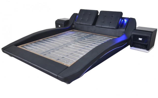 Luxe lederen design gestoffeerde bedden, dubbel modern bed, exclusief huwelijksbed, 180x200 cm.