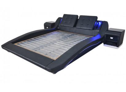 Luxe lederen design gestoffeerde bedden, dubbel modern bed, exclusief huwelijksbed, 180x200 cm.