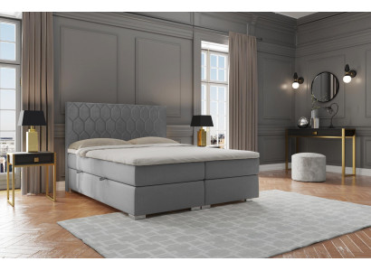Boxspringbed Hotel Dubbel 180x200cm Luxe Bedden Gestoffeerde Functionaliteitskast Grijs