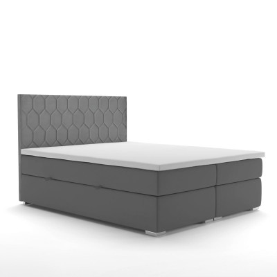 Boxspringbed Hotel Dubbel 180x200cm Luxe Bedden Gestoffeerde Functionaliteitskast Grijs