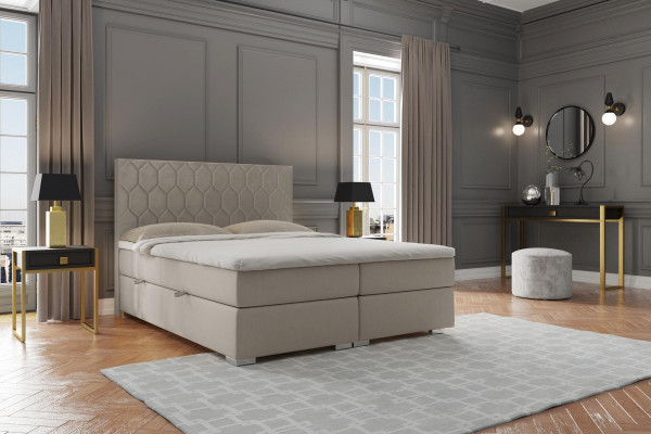 Boxspringbed Hotel Luxe Bedden Bekledingsfunctie Box Beige Dubbel 180x200