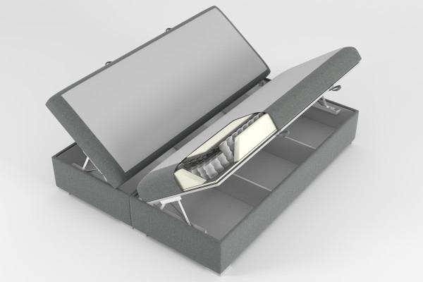 Boxspring Bed Hotel Dubbele Luxe Bedden Gewatteerde Bedlade Functie Beige Nieuw