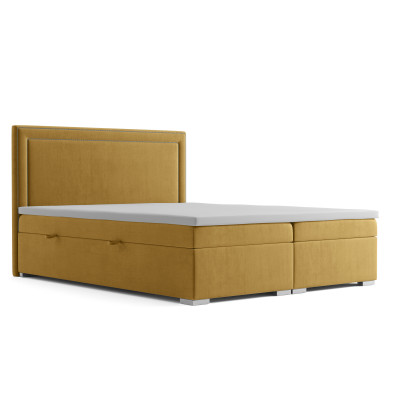 Boxspring Design Bed Hotel Dubbele Bedden Luxe Gestoffeerd Bed Met Opbergruimte Functie Geel