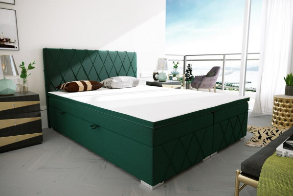 Tweepersoonsbed Compleet Set Matras Boxspring Topper Bedden Functie Kast Groen