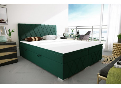 Tweepersoonsbed Compleet Set Matras Boxspring Topper Bedden Functie Kast Groen
