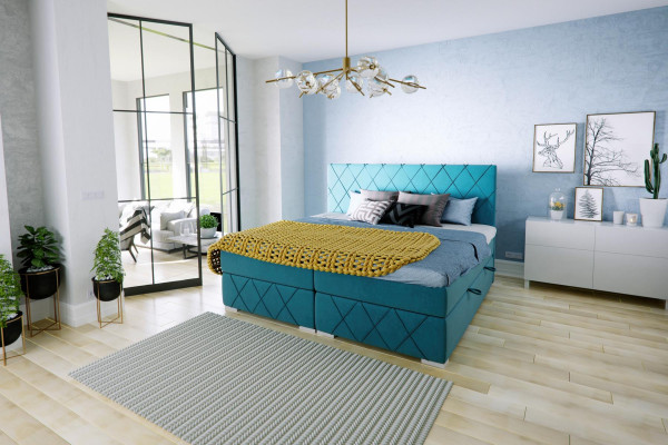 Boxspring bed Hotel dubbel textiel luxe bedden bedlade gestoffeerde functie