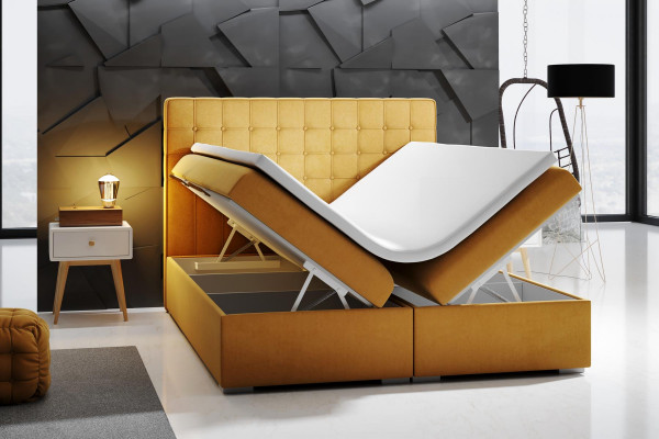 Boxspring Bed Hotel Dubbel 160x200 cm Luxe Bedden Gestoffeerde Opbergfunctie