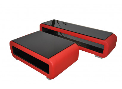 Ontwerper salontafel gestoffeerd leer glas Moderne tafel CT9010 + RTV TS1010 + USB