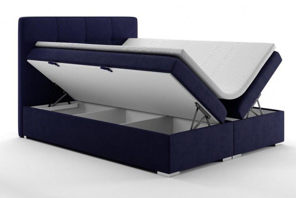 Blauw boxspringbed hotel dubbele luxe bedden gestoffeerde opbergfunctie nieuw
