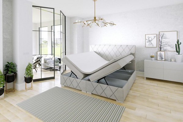 Boxspring Bed Hotel Dubbel Fluweel Luxe Bedden Gestoffeerde Bedlade Functie Bruin