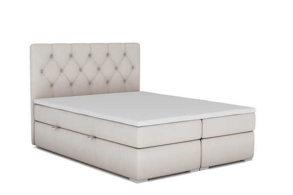Boxspring Bed Hotel Dubbel Blauw Textiel Luxe Bedden Gestoffeerd Bed Opbergbox Functie