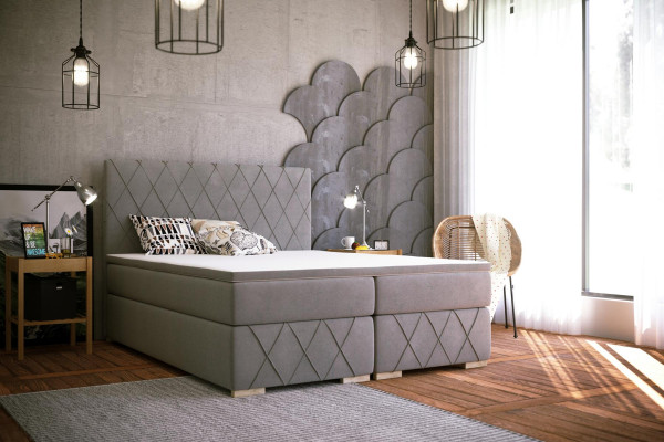 Boxspring Bed Compleet Set Matras & Topper Luxe Bekleding 180x200cm Bedden Nieuw