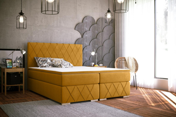 Boxspring Bed Compleet Set Matras & Topper Luxe Bekleding 160x200cm Bedden Nieuw