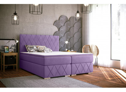 Compleet set matras & topper boxspring bed paars gestoffeerd 180x200cm bedden