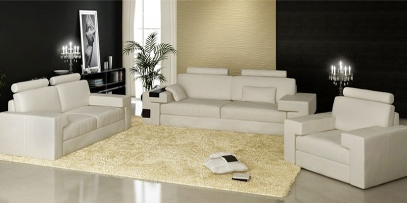 Sofa set, bank, bank, bekleding, zit, lederen set, woonlandschap, licht Nassau.