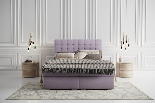Compleet set matras & topper boxspring bed Roze bekleding 180x200cm