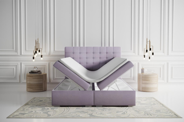 Compleet set matras & topper boxspring bed Roze bekleding 180x200cm