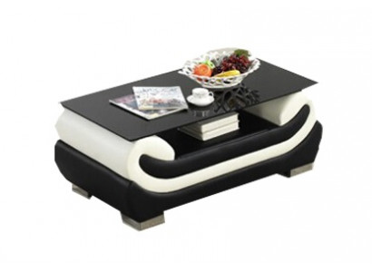 Salontafel Klassieke lederen tafel met glazen blad Tafels Glastafels Leren tafel