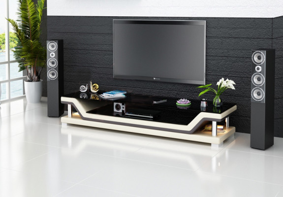 RTV TV dressoir Leder Glas Tafel Televisiekast Tafel Designer 3009