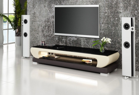 RTV TV dressoir Leder Glas Tisch Fernseh Schrank Tisch Designer 403