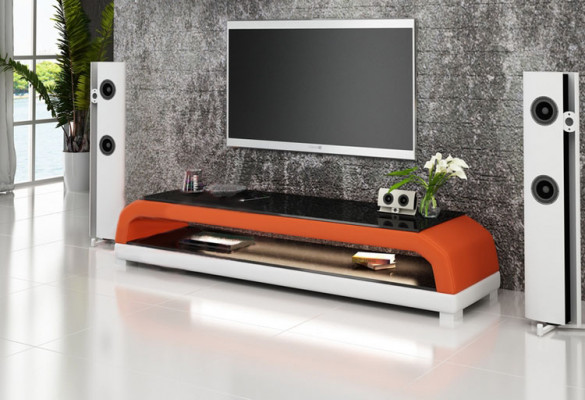 RTV TV dressoir Leder Glas Tafel TV-kastje Tafel Designer 6108