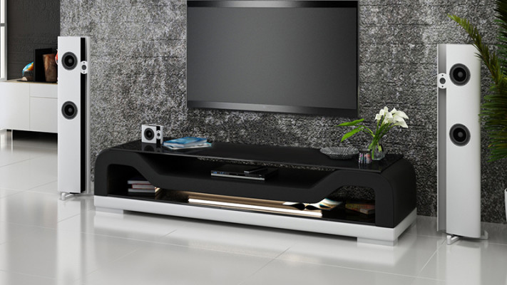 RTV TV dressoir Leder Glas Tafel TV-kast Lowboard Ma.F.