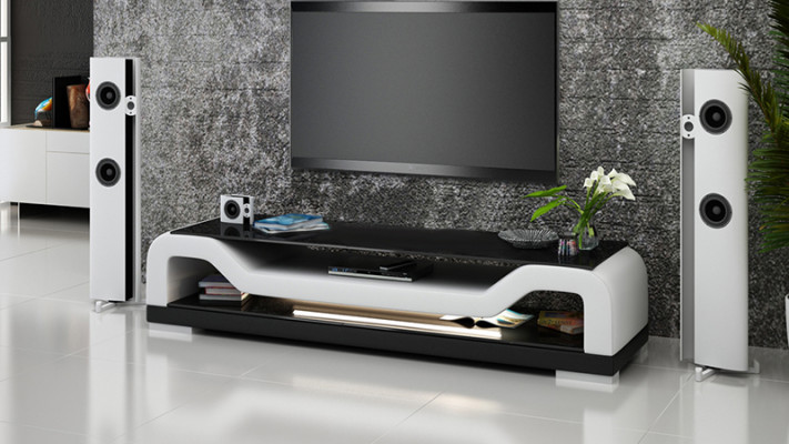RTV TV dressoir Leder Glas Tafel TV-kast Lowboard Ma.F.