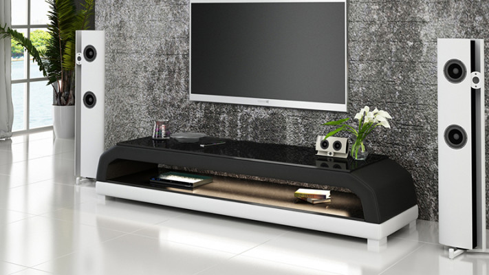 RTV TV Sideboard Leder Glas Tafel TV kast Tafel Lowboard Mo.G