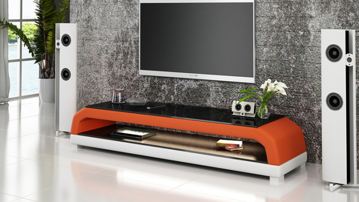 RTV TV Sideboard Leder Glas Tafel TV kast Tafel Lowboard Mo.G