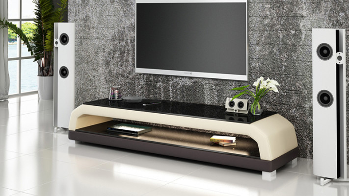 RTV TV Sideboard Leder Glas Tafel TV kast Tafel Lowboard Mo.G