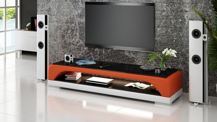 RTV TV dressoir Lederen glazen tafel tv-kast tafel Lowboard Mo.H